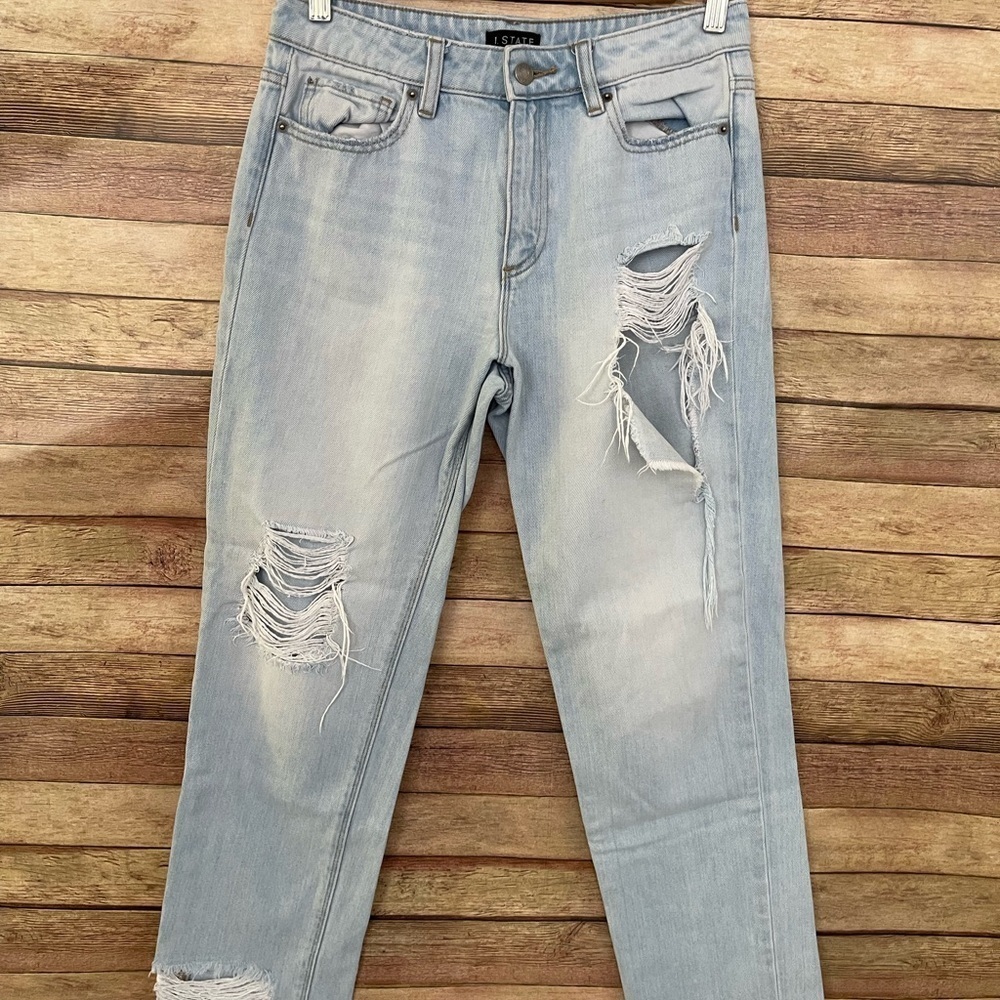 1. State Essentials Corsica Light Wash Distressed Designer Jeans Womens 27 - Picture 6 of 11